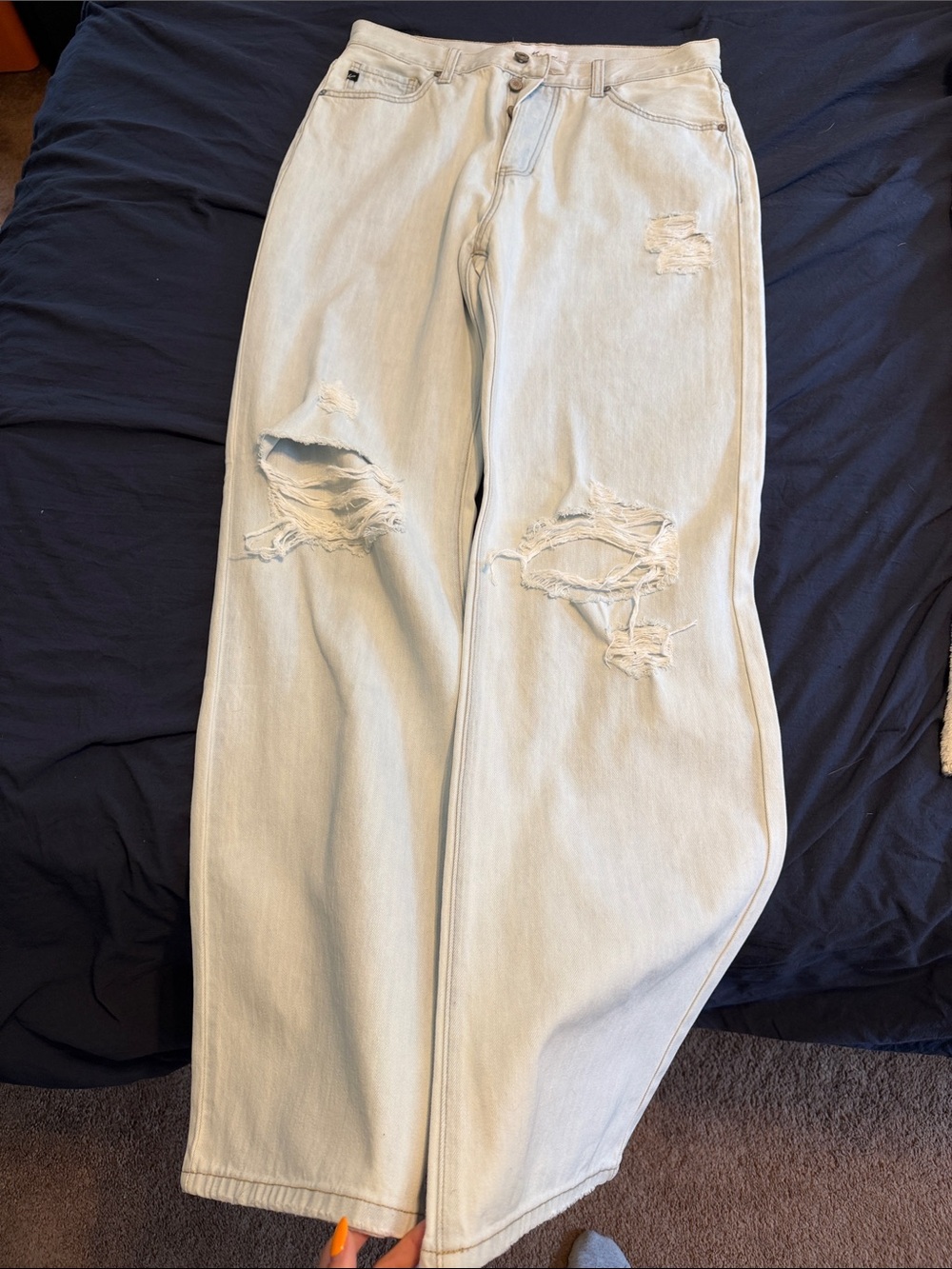 KanCan Light Blue Distressed Straight Leg Jeans